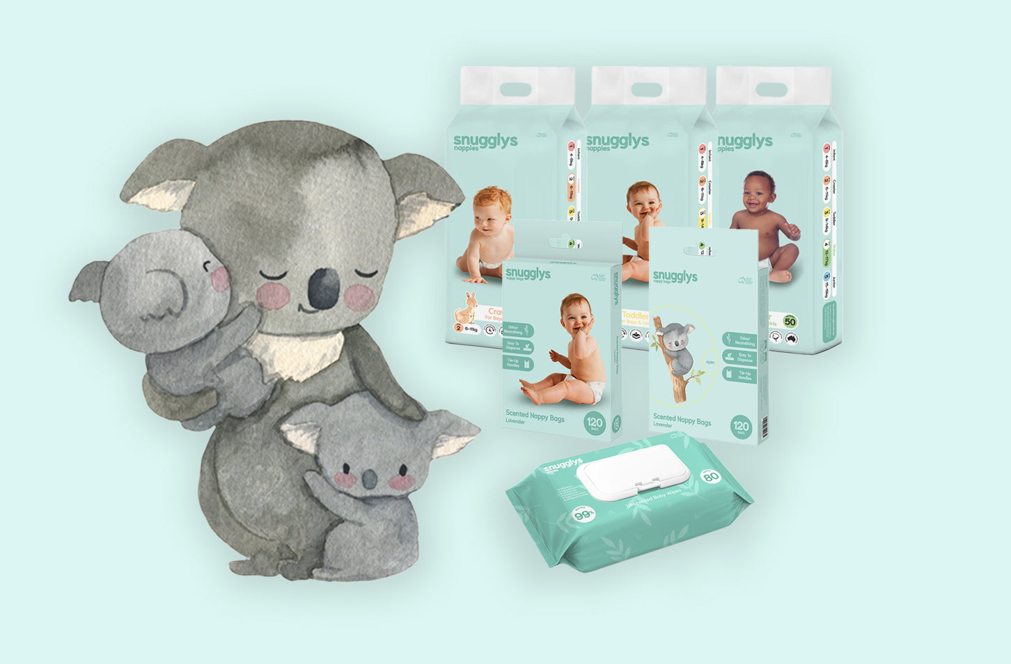 Snuggly's banner featuring childcare essentials